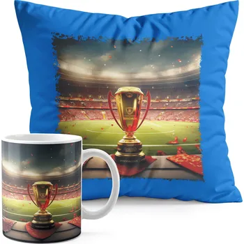 SADA HRNEK + POLŠTÁŘ MODRÝ - FOTBALOVÝ MÍČ SPORT TÝM ZÁPAS POHÁR