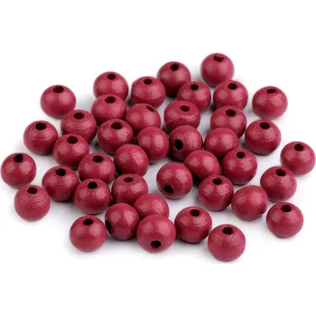 Dřevěné korálky Ø8 mm, velké, 33 bordó