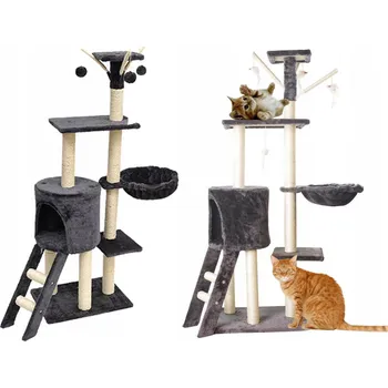 Škrabadlo Domeček Pro Kočky Pelíšek Věž Budka 6 Poz. Hračka Šňůra Žebřík