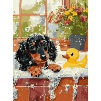 Set školních potřeb Malowanie po numerach - Kąpiel z kaczuszką 30x40cm