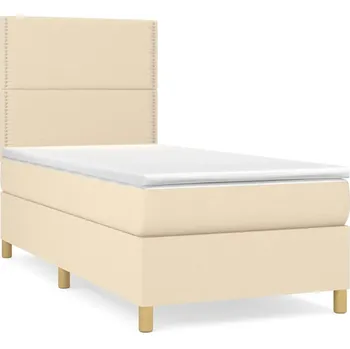 Ložnice VidaXL Kontinentální postel s matrací, krémová, látka, 100x200 cm