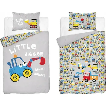 Povlečení Dětské povlečení 2 dílné bambusové 135x100 Bagr Modré Detexpol 3956 B