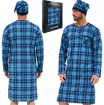 Pánské pyžamo Pánská noční Cornette 110/35 vel. XXL (52) modrá bavlněná kostka