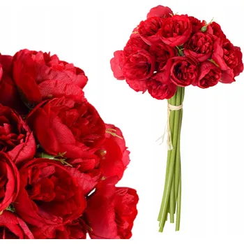 umělá květina UMĚLÁ KYTICE PIVOŇEK ČERVENÝCH UMĚLÉ KVĚTINY DEKORACE KYTICE DO VÁZY 28cm