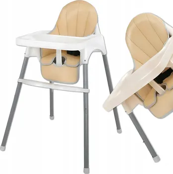 Jídelní židlička pro děti bílá, plastová, s táckou a bezpečnostními pásy