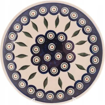 Talíř DEZERTNÍ TALÍŘ Bolesławiec RUČNĚ MALOVANÝ VZOR - KRUHY