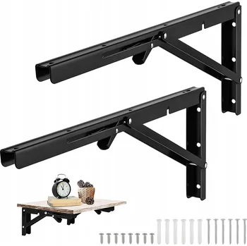 police SKLÁDACÍ DRŽÁK POLICE PRO KUTILSTVÍ NA BALKON, POLICE NA KNIHY 2KS ČERNÝ