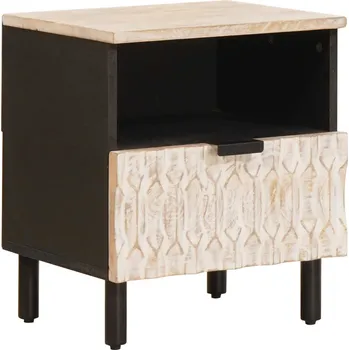 Noční stolek Noční skříňka Bílá 40 x 33 x 46 cm Masivní mangové dřevo