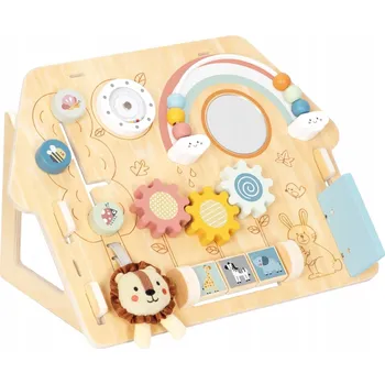 Dřevěná hračka TOOKY TOY Velká Dřevěná Manipulační Tabule Domeček - Centrum Aktivit