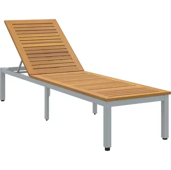 Podsedák vidaXL Zahradní lehátko Šedá 200 x 55 x 35 cm Masivní akátové dřevo [4010621]