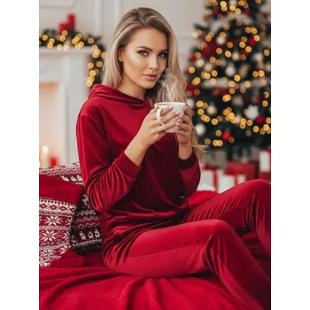 Dámský vélurový set SO COMFY Barva bordová DSTREET AY0887z Barva: Bordó, Velikost: L/XL