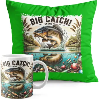 SADA HRNEK + POLŠTÁŘ ZELENÁ - RYBÁŘSKÉ VZORY RYBÁŘ PRUT FANOUŠEK