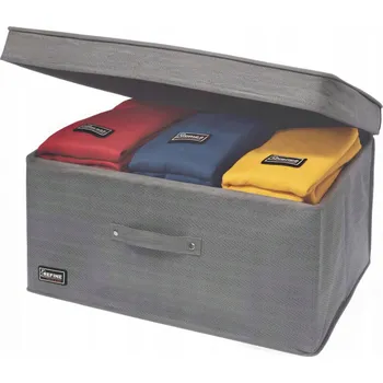 Úložný box Krabička Zzato šedý, vyztužený s víkem 40x30 cm