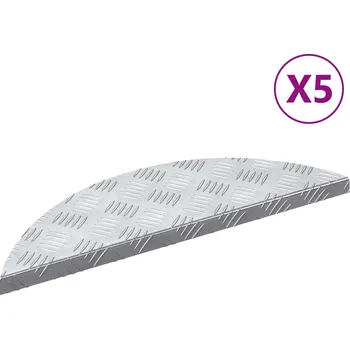 vidaXL Schodové nášlapy Půlkruhový 5 pcs Stříbrná 60 x 18 cm Hliník [4104229]