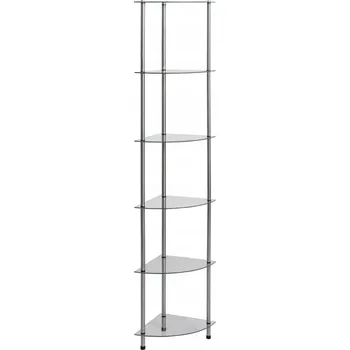 Knihovna Regál se skleněnými policemi, tvrzené sklo/ocel, 30x30x160 cm, průhledný