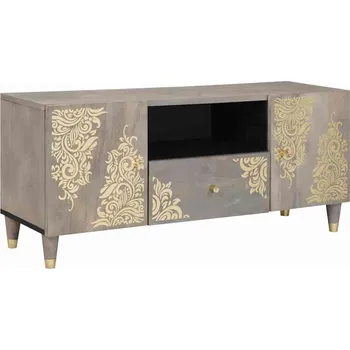 Televizní stolek vidaXL Televizní skříň Šedá 105 x 33 x 46 cm Masivní mangové dřevo [4018786]