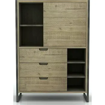 Komoda Vysoká komoda Flow 100 cm z masivu hnědá/grafit