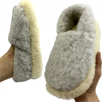 Dámská obuv Pago Teplé dámské vlněné bačkory s kožíškem Pantofle vlněné Šedé R39