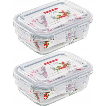 Dóza na potraviny SKLENĚNÁ DÓZA NA JÍDLO 600ml DVOUKOMOROVÝ LUNCHBOX ŽÁRUVZDORNÁ SNÍDAŇOVÁ DÓZA