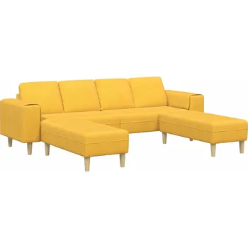 Sedací souprava vidaXL Pohovka Světlá žlutá 250 x 188 x 76 cm Žebrovaná látka [3335137]