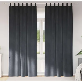 Závěs vidaXL Zatemňovací závěsy 2 pcs Světle šedá 140 x 260 cm samet [4107267]