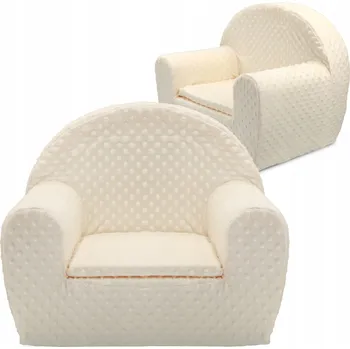 Taburet Dětské křeslo s plyšovým Taburet béžové puntíkované, S Puntíky motivem minky, Miminko