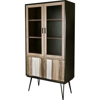 Vinotéka Vitrína Adesso 100 cm z masivu černá/hnědá