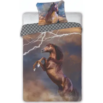 Povlečení Faro Povlečení bavlněné Deluxe 3D Koně 200x140cm+90x70cm