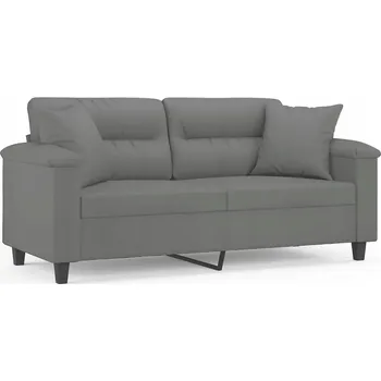 Pohovka Dvojmístná pohovka s polštáři, tmavě šedá, 140 cm, mikrovlákno