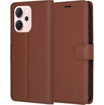 Pouzdro na mobilní telefon Pouzdro Techsuit Leather Folio pro Oppo Reno14 F / FS 5G hnědé
