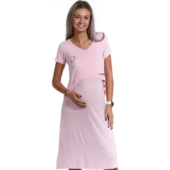 Dámská noční košile Růžová kojící a těhotenská košilka Little Star 1D1135 růžová m