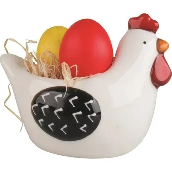 Velikonoční dekorace Kohout s květináčkem z keramiky na postavení 14,5 x 11 x 11 cm
