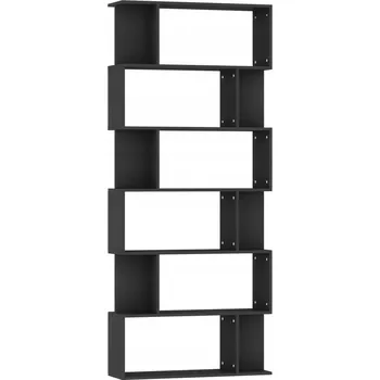 Knihovna Knihovna s 18 přihrádkami, černá, 80x24x192 cm