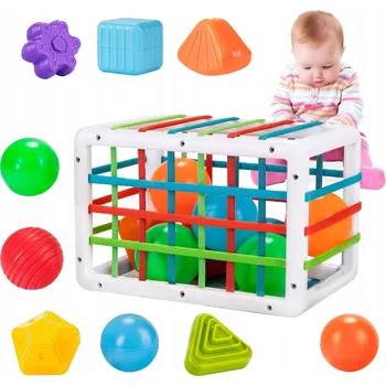 ostatní stavebnice ELASTICKÁ SENZORICKÁ KOSTKA TŘÍDIČ VZDĚLÁVACÍ GUMIČKY STAVEBNICE 13 ks