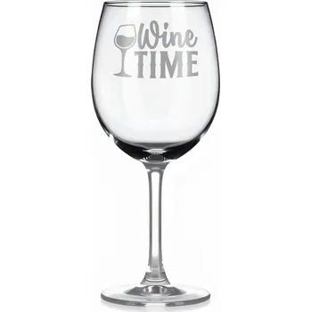 Sklenice Vínová sklenka s gravírovým textem - Wine time