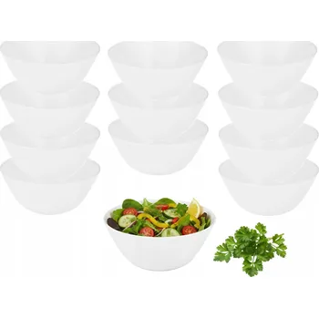 12x Salátová miska skleněná bílá OPAL 18 cm do mikrovlnky myčky na saláty