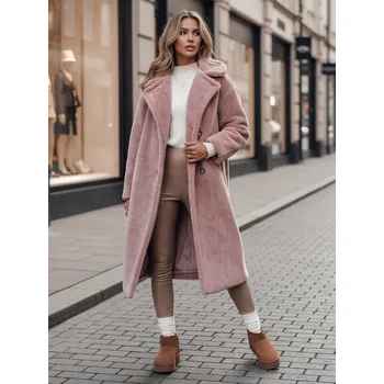 Dámský zimní kabát dlouhý LUXERII Dstreet TY4689z Barva: Růžová, Velikost: L
