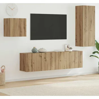 Televizní stolek vidaXL Televizní skříň Nástěnný 4 pcs Artisanový dub kompozitní dřevo [3402765]