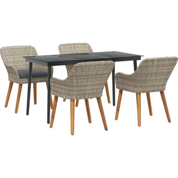 Zahradní sestava vidaXL Zahradní jídelní souprava 5 pcs Světle šedá polyratan [3261707]