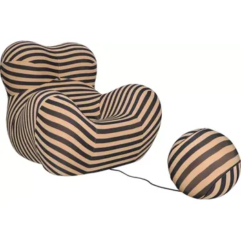 Křeslo Designové křeslo Nua s podnožkou béžové/černé