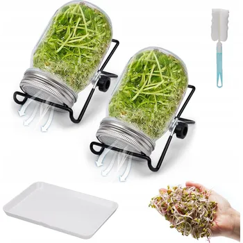 Sklenice SKLENĚNÉ SKLENICE NA KLÍČENÍ PRO PĚSTOVÁNÍ MIKROGREENS 1000 ML 2 KUSY