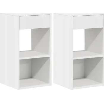 Noční stolek Bílá noční stolek se zásuvkou 35 x 34 x 66,5 cm, materiál dřevotříska