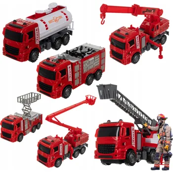 autíčko Sada auta hasiči jeřáb kamion jeřáb hasičské vozy 6 Ks