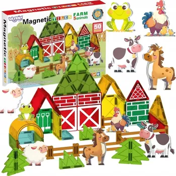 ostatní stavebnice MAGNETICKÉ STAVEBNÍ STAVEBNICE SADA HOSPODÁŘSKÝCH ZVÍŘAT 30 DÍLŮ WOOPIE