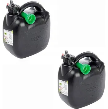 Kanystr Plastový kanystr na palivo, 10 l, oválný, černý, sada 2 ks