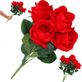 umělá květina Umělé květy růže červené kytice do vázy aranžmá na balkon jako živé