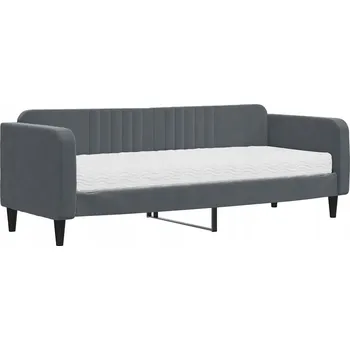 Pohovka Tmavě šedá pohovka 2 v 1 s matrací 223 x 90 x 75 cm