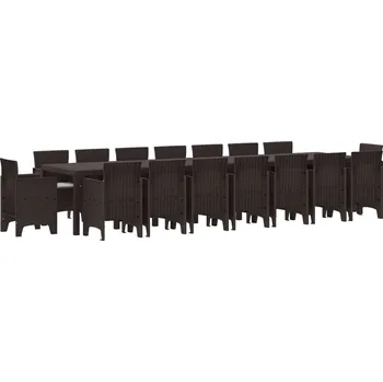 Zahradní sestava vidaXL Zahradní jídelní souprava s polštáři 17 pcs Hnědá PP [3378659]