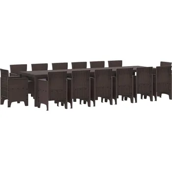 Zahradní sestava vidaXL Zahradní jídelní souprava 15 pcs Hnědá Ratan Polt [3378640]