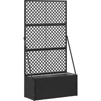 Truhlík vidaXL Zahradní trelážový květináč Černý 70 x 30 x 135 cm Kov [366616]
